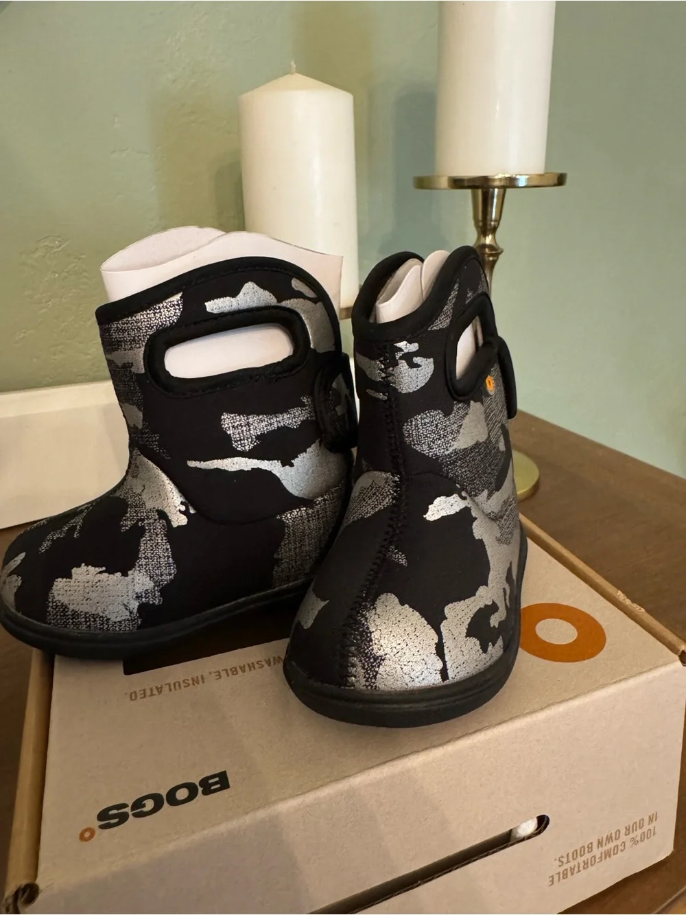 Bogs Infant/Toddler Black Metallic Camo Winter Boots